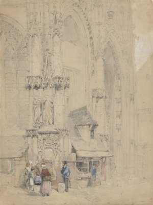 Fontaine S. Maclou, tegen de S. Maclou te Rouaan by Samuel Prout Oil Painting