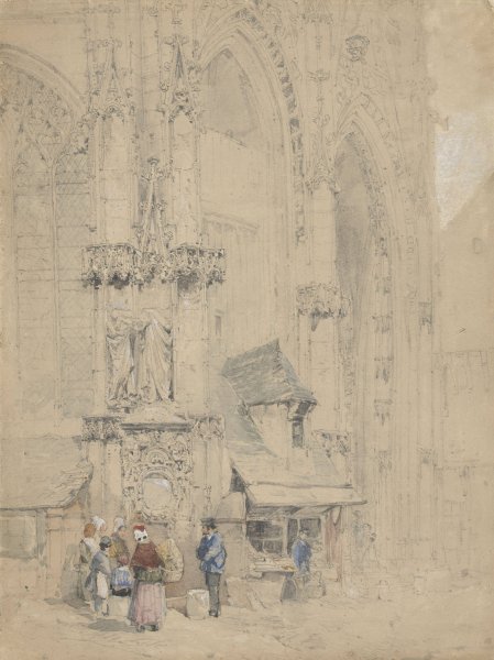 Main Product Photo of Fontaine S. Maclou, tegen de S. Maclou te Rouaan  Painting by Samuel Prout