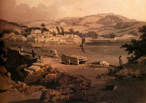 Landscape With River And Village painting by Samuel Prout