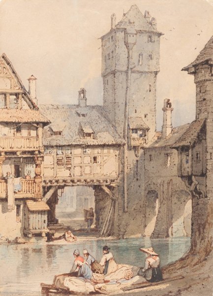 Main Product Photo of Laundresses before the Wasserturm, Nuremberg Painting by Samuel Prout