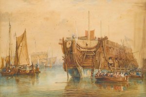 Receiving Ship, Portsmouth by Samuel Prout Oil Painting