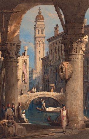San Giorgio dei Greci, Seen from an Arcade by Samuel Prout Oil Painting