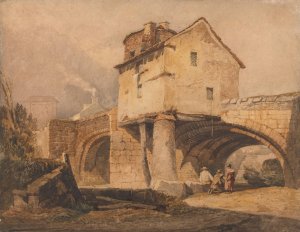 The Monnow Bridge, Monmouthshire by Samuel Prout Oil Painting