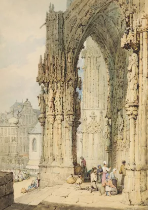 The Porch at Ratisbon Cathedral, Bavaria by Samuel Prout Oil Painting
