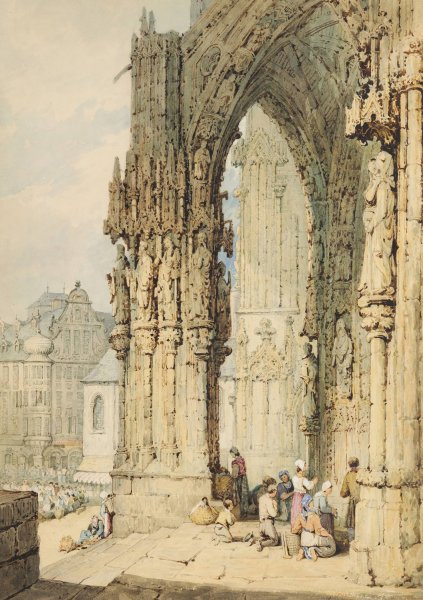 Main Product Photo of The Porch at Ratisbon Cathedral, Bavaria  Painting by Samuel Prout