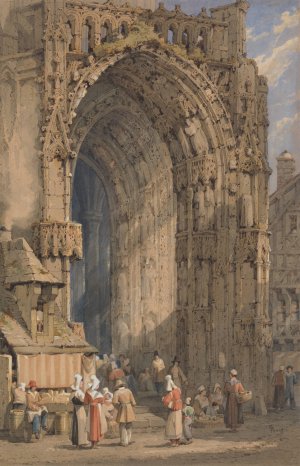The Porch, Reims Cathedral by Samuel Prout Oil Painting