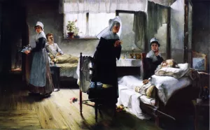 Evangeline Discovering Her Affianced in the Hospital Oil painting by Samuel Richards