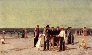 Beach Scene with Punch and Judy Show painting by Samuel S Carr