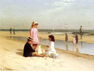 Children on the Beach by Samuel S Carr Oil Painting