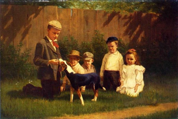Main Product Photo of Dog Trainers Painting by Samuel S Carr