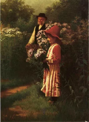 Gathering Flowers by Samuel S Carr - Oil Painting Reproduction