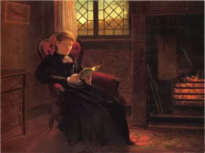 Reading by the Fire Oil painting by Samuel S Carr