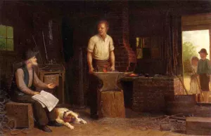 The Blacksmith's Shop by Samuel S Carr - Oil Painting Reproduction