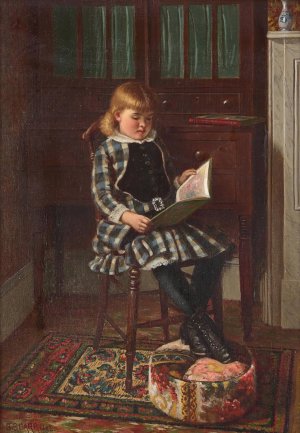 Young Girl Seated in an Interior by Samuel S. Carr Oil Painting
