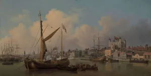A View of the Tower of London, Supposed on his Majesty's Birthday by Samuel Scott Oil Painting