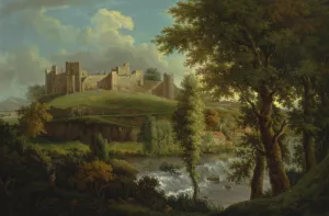 Ludlow Castle with Dinham Weir, from the South-West by Samuel Scott Oil Painting