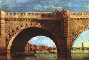 Part of Old Westminster Bridge painting by Samuel Scott