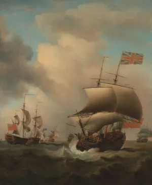 Shipping in a Choppy Sea by Samuel Scott Oil Painting