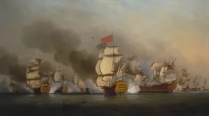 Vice Admiral Sir George Anson's Victory off Cape Finisterre by Samuel Scott Oil Painting