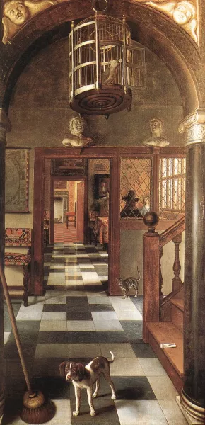 View of a Corridor by Samuel Van Hoogstraten - Oil Painting Reproduction