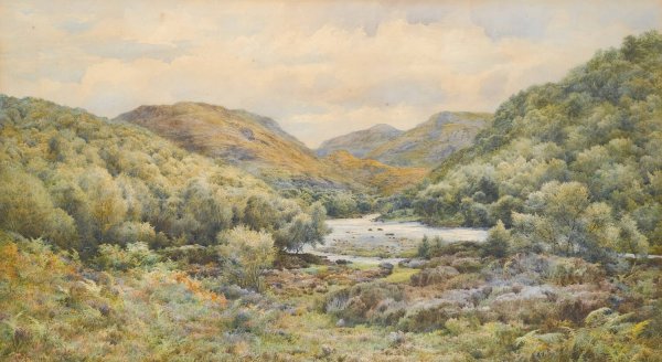 The Heather Pool On The River Kirkaig, Sutherland  by Samuel William Oscroft - Hand-Painted Oil Painting Reproduction