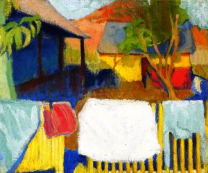 A Miner's Garden In Nagybanya by Sandor Galimberti Oil Painting