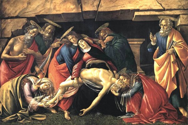 Main Product Photo of Lamentation over the Dead Christ with Saints Painting by Sandro Botticelli