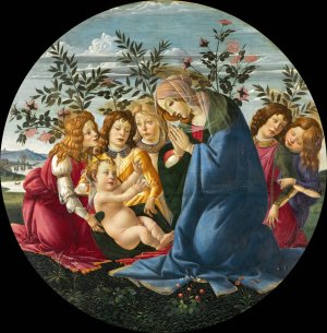 Madonna Adoring the Child with Five Angels by Sandro Botticelli Oil Painting