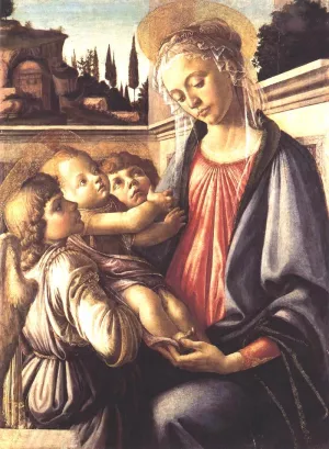Madonna and Child and Two Angels by Sandro Botticelli - Oil Painting Reproduction