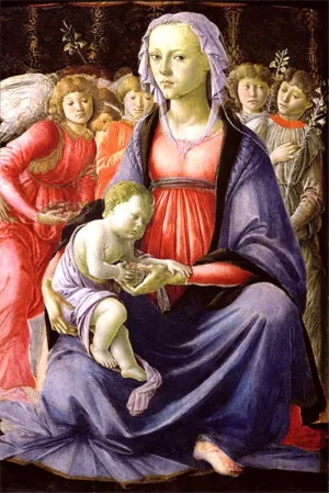 Madonna and Child with Five Angels by Sandro Botticelli - Oil Painting Reproduction
