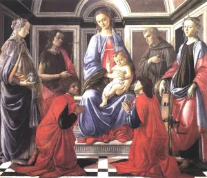 Madonna and Child with Six Saints (Sant'Ambrogio Altarpiece) by Sandro Botticelli - Oil Painting Reproduction