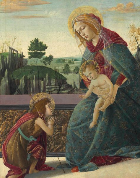 Madonna and Child with Young Saint John the Baptist by Sandro Botticelli - Hand-Painted Oil Painting Reproduction