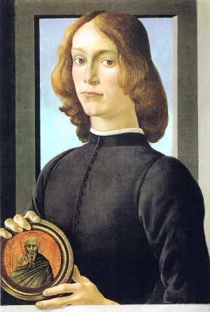 Portrait of a Young Man Holding a Medallion by Sandro Botticelli Oil Painting