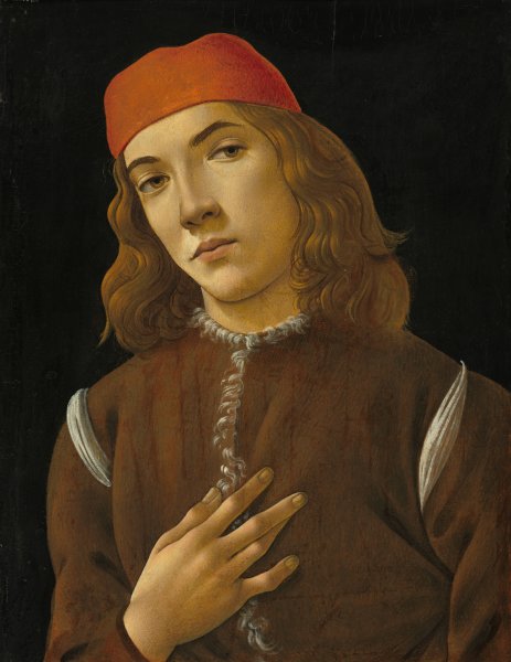 Portrait of a Youth  by Sandro Botticelli - Hand-Painted Oil Painting Reproduction