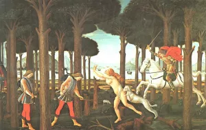 The Story of Nastagio degli Onesti First Episode by Sandro Botticelli - Oil Painting Reproduction