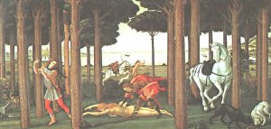 The Story of Nastagio degli Onesti Second Episode by Sandro Botticelli Oil Painting