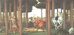 The Story of Nastagio degli Onesti Second Episode by Sandro Botticelli - Oil Painting Reproduction
