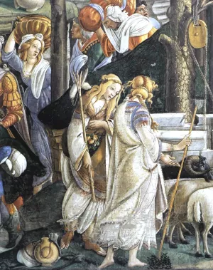 The Trials and Calling of Moses Detail 1 Cappella Sistina, Vatican by Sandro Botticelli - Oil Painting Reproduction