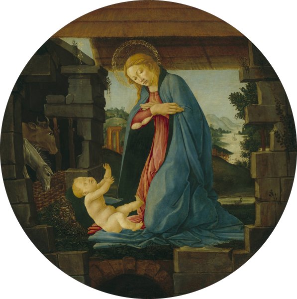 The Virgin Adoring the Child  by Sandro Botticelli - Hand-Painted Oil Painting Reproduction