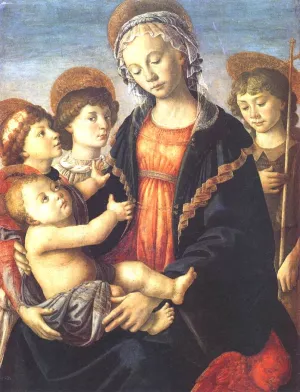 The Virgin and Child with Two Angels and the Young St. John the Baptist by Sandro Botticelli - Oil Painting Reproduction