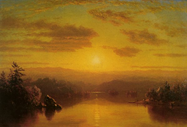 Lake at Sunset by Sanford Robinson Gifford - Hand-Painted Oil Painting Reproduction