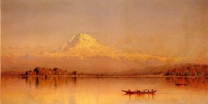 Mount Rainier, Bay of Tacoma Oil painting by Sanford Robinson Gifford