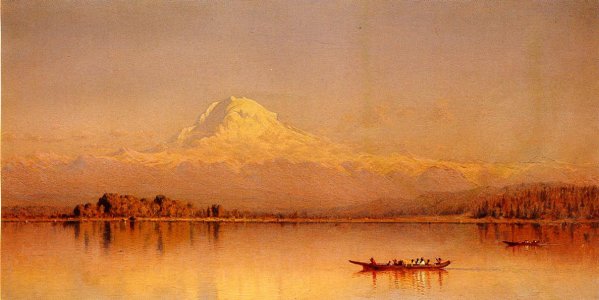 Main Product Photo of Mount Rainier, Bay of Tacoma Painting by Sanford Robinson Gifford
