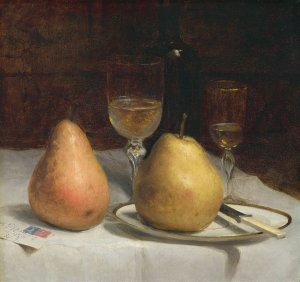 Two Pears on a Tabletop by Sanford Robinson Gifford Oil Painting