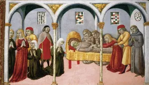 Donna Perna Being Cured on Approaching St Bernardino's Body by Sano Di Pietro Oil Painting
