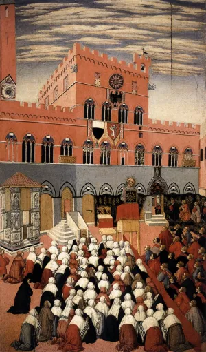 St Bernardino Preaching in the Campo Oil painting by Sano Di Pietro
