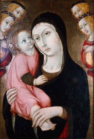 Virgin and Child with Four Angels Oil painting by Sano Di Pietro