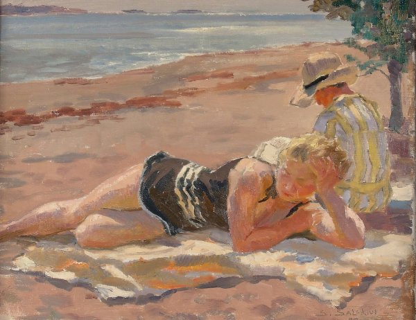 On The Beach  by Santeri Salokivi - Hand-Painted Oil Painting Reproduction