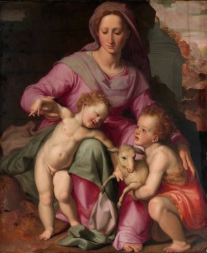 Madonna and Child with the Infant Saint John the Baptist by Santi Di Tito Oil Painting
