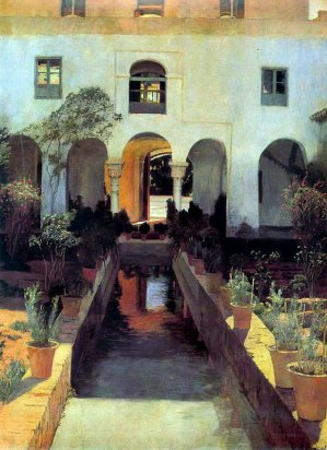 El Generalife by Santiago Rusinol Prats Oil Painting